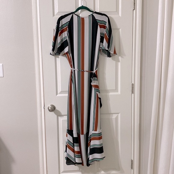 Gibson & Latimer fall tone striped high low wrap dress - size M - fits like a L - Picture 6 of 10